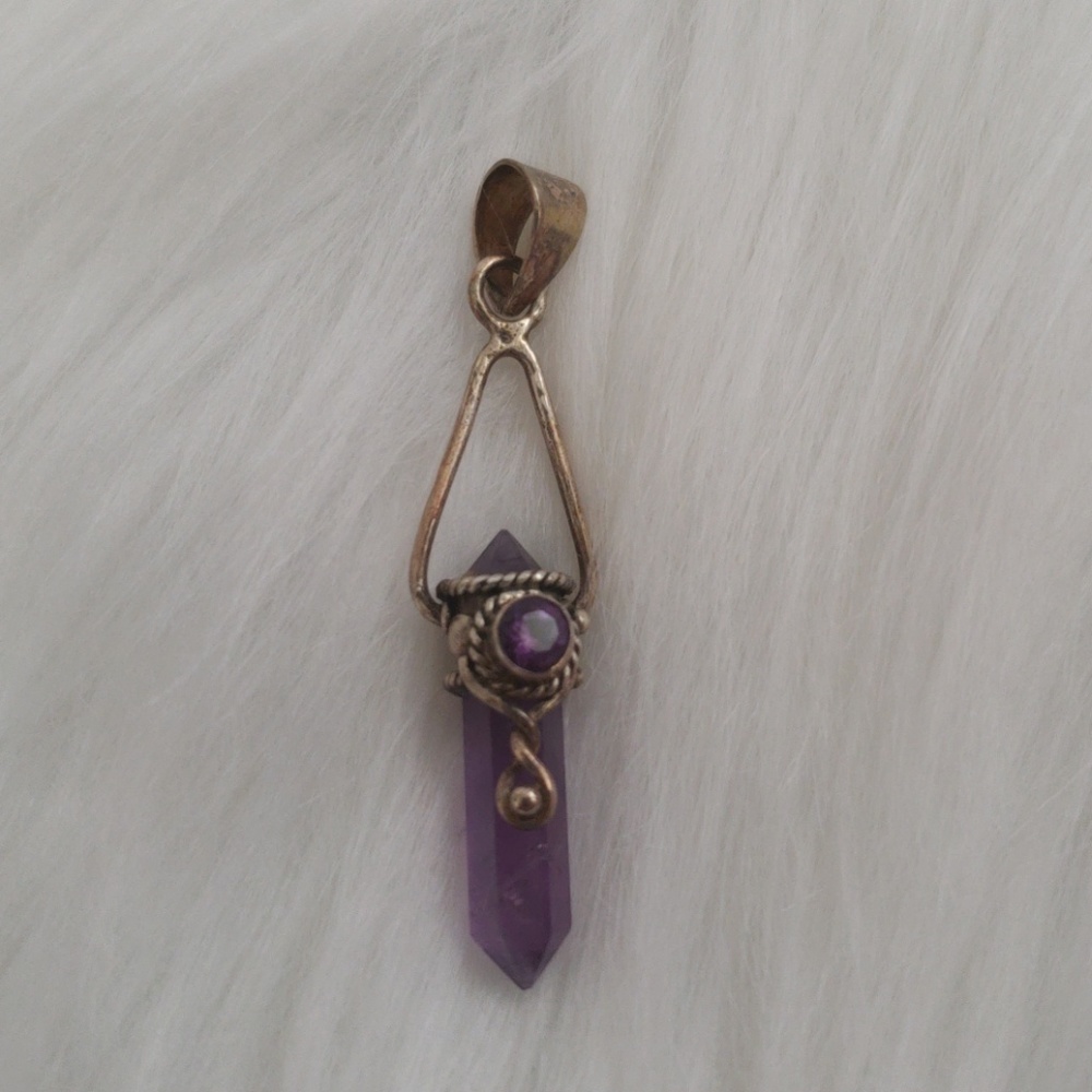 SS & genuine Amethyst pendant